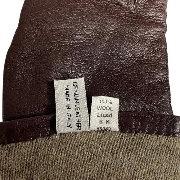 Vtg Guanto Sim Simeone Leather Driving Gloves Womens 8 Brown Wool Lined Italy - Picture 4 of 13